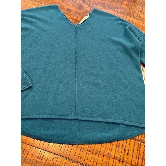 Soft Surroundings Etta teal blue green cashmere sweater S v-neck - Picture 5 of 8